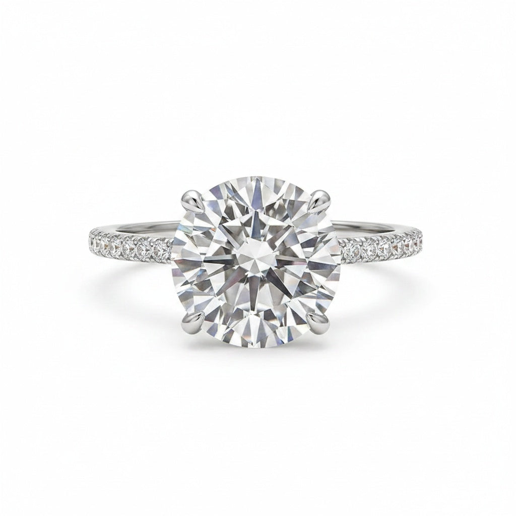 Aurevyn Moissanite 4.0 Ct Round White Gold Pave Engagement Ring