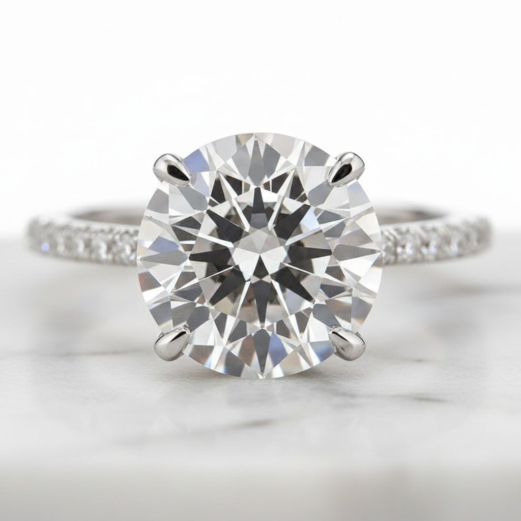 Aurevyn Moissanite 4.0Ct Round Cut 4 Prong Stack Wedding Ring with Jacket Wedding Band