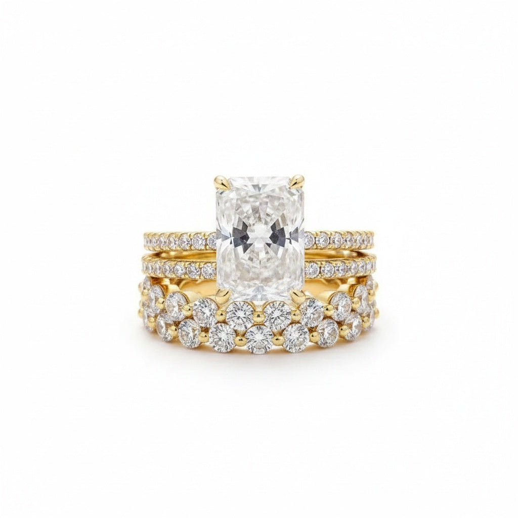 Aurevyn Moissanite 4.5 Ct Radiant Cut Yellow Gold Wedding Ring