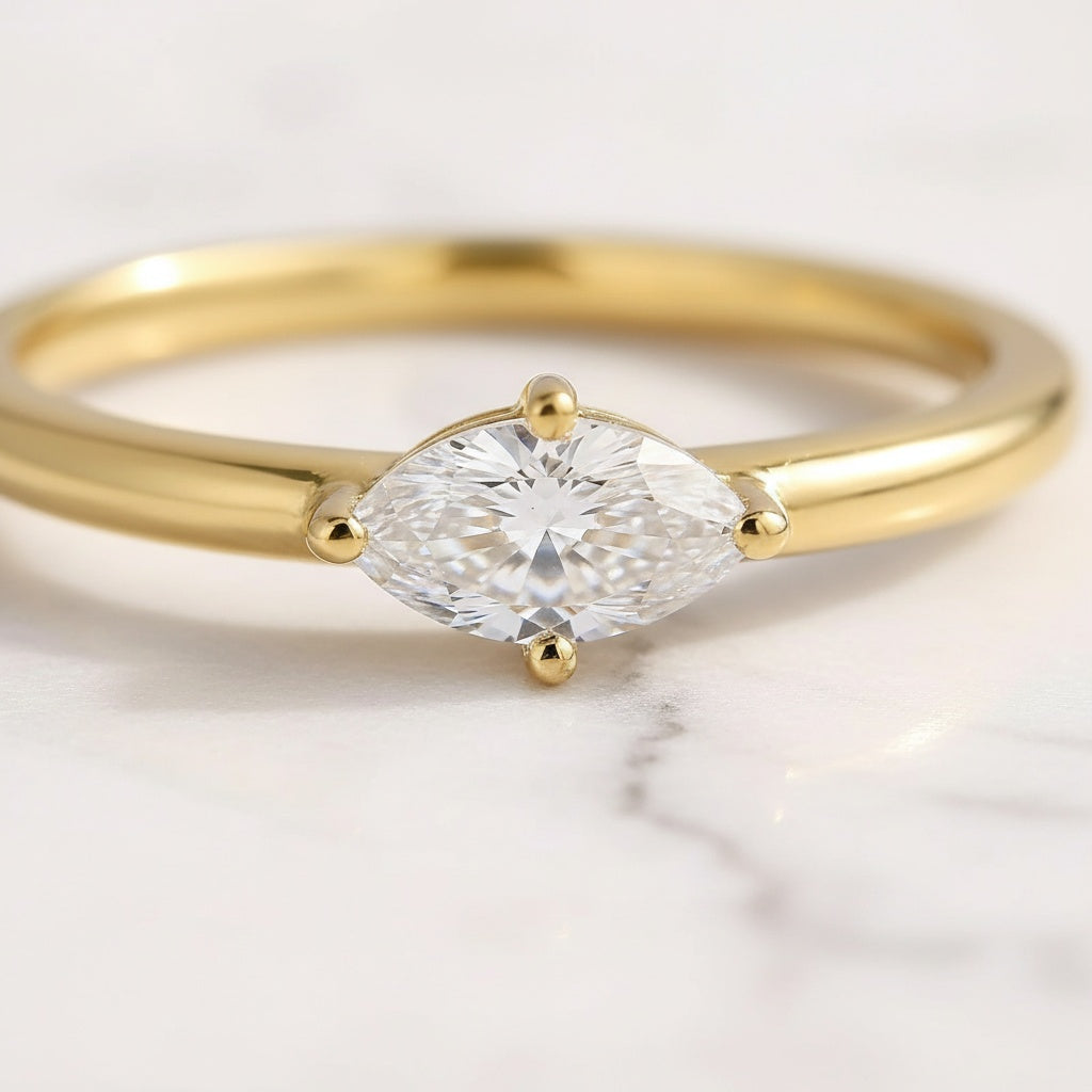 Aurevyn Moissanite Yellow Gold Marquise Cut Wedding Band