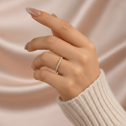 Aurevyn Yellow Gold 1.0 Ct Round Cut Full Eternity Wedding Band