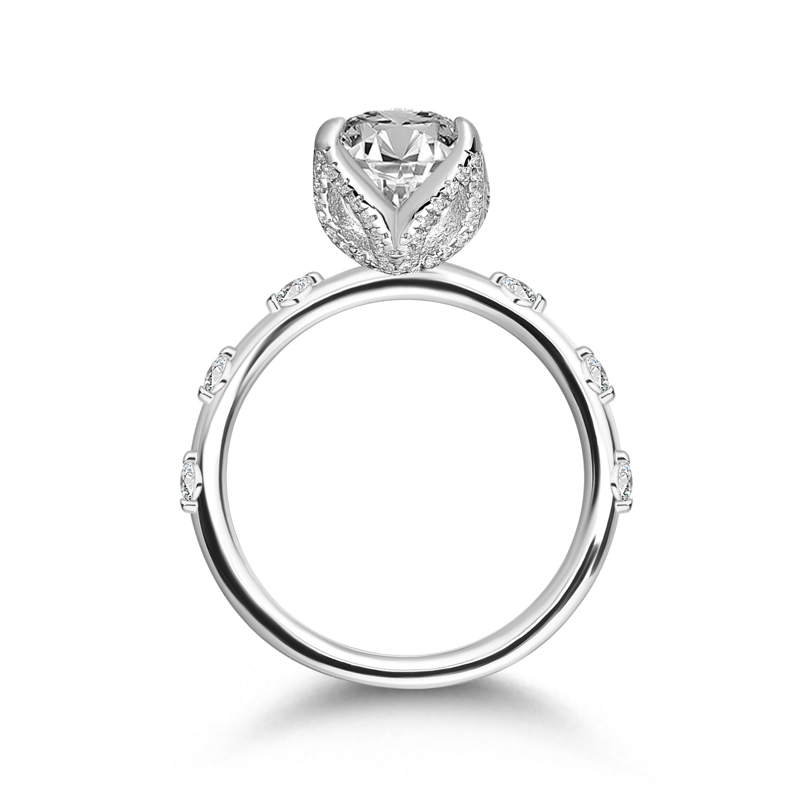Aurevyn Moissanite 2.5Ct Oval Cut White Gold Engagement Ring