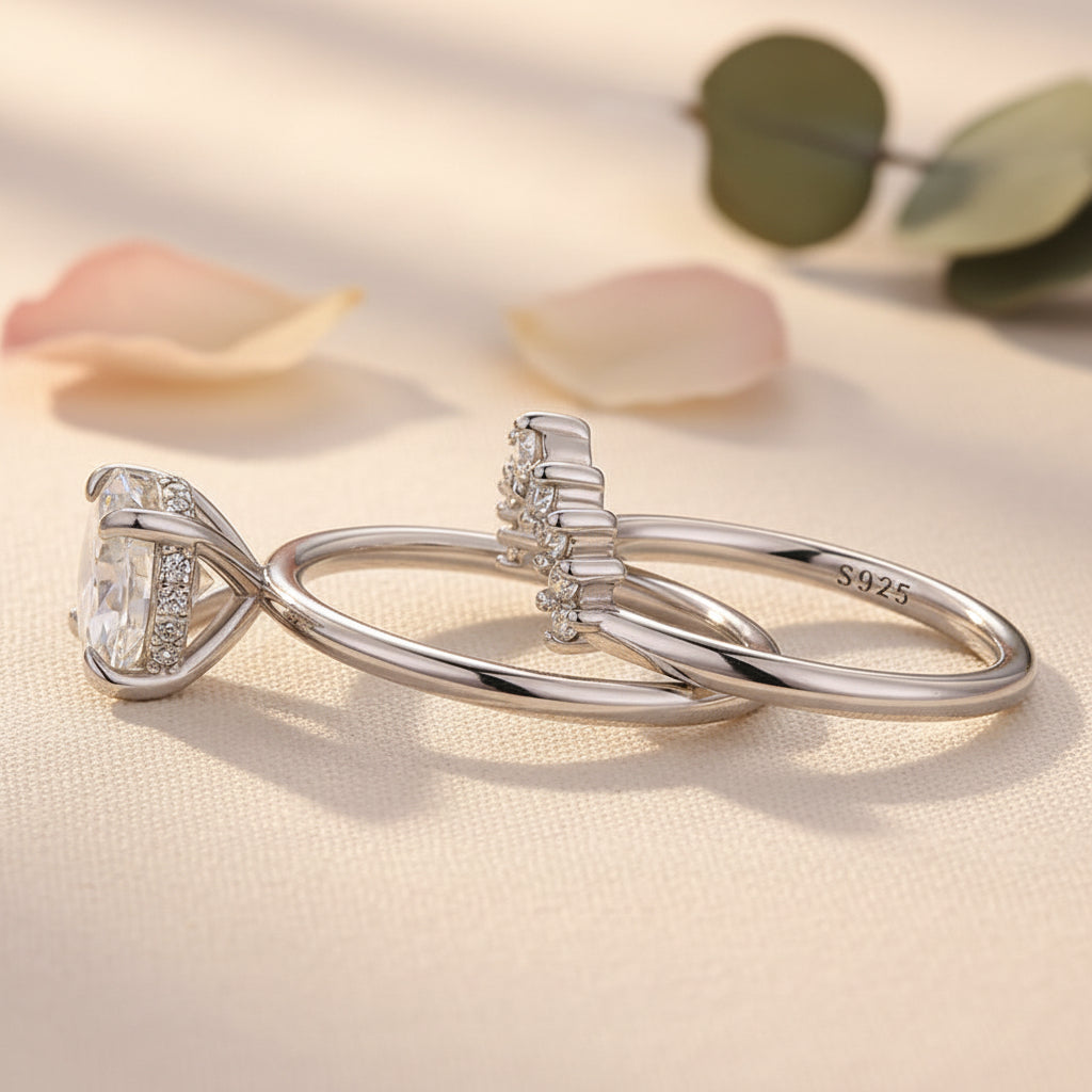 Aurevyn 2.0 Ct Round Cut White Gold Wedding Ring Set