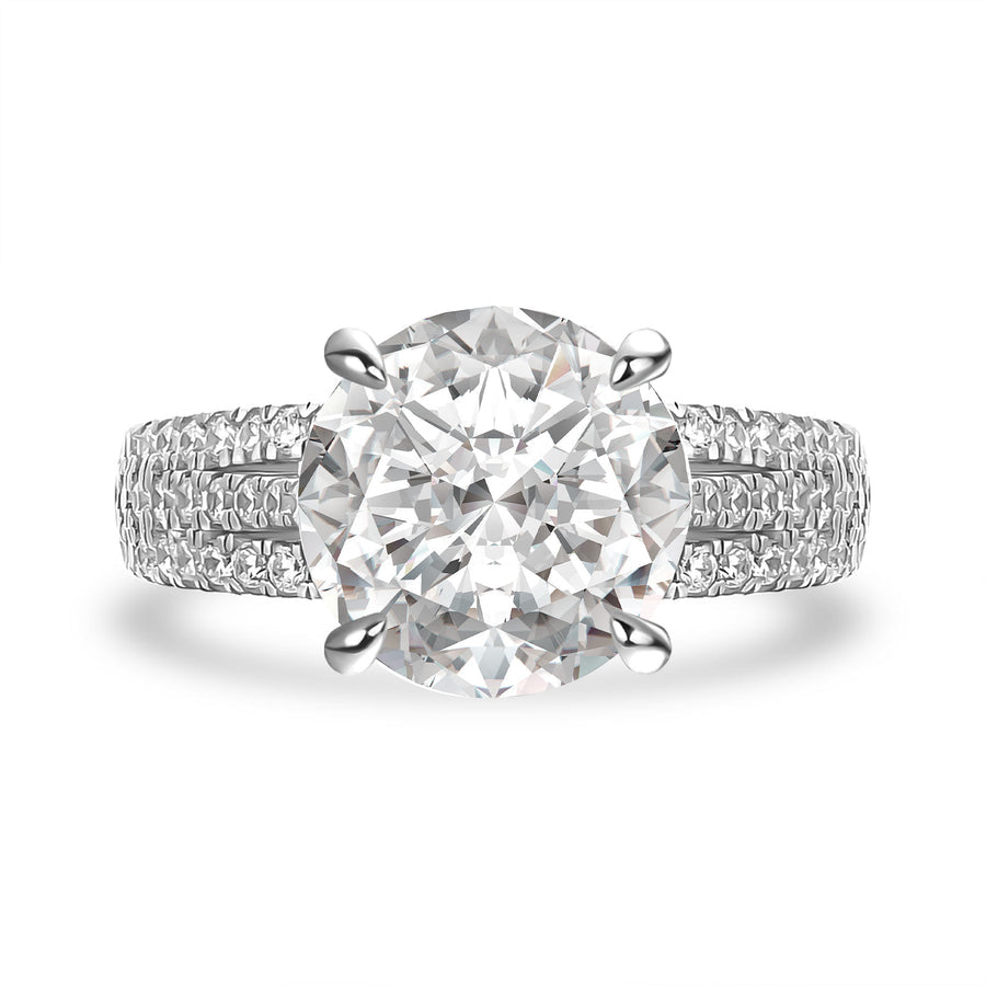 Aurevyn Moissanite Split Shank 4.0Ct Round Cut White Gold Engagement Ring