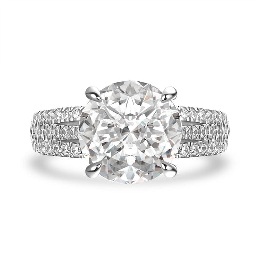 Aurevyn Moissanite Split Shank 4.0Ct Round Cut White Gold Engagement Ring