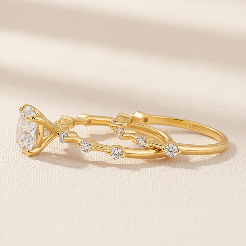 Aurevyn Moissanite 2.0 Ct Round Cut Yellow Gold Wedding Ring For Women