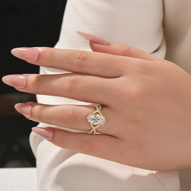 Aurevyn Moissanite 2.0Ct Oval Cut Engagement Ring Travel Ring In Sterling Silver