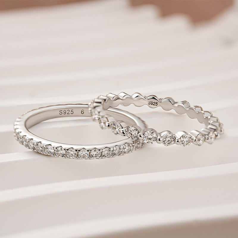 Aurevyn Moissanite Women's Stackable Wedding Band Set In Sterling Silver
