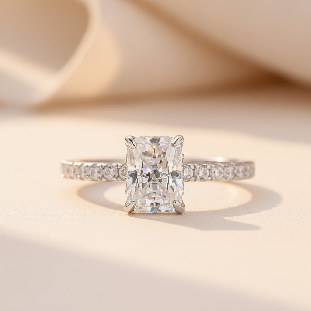 Aurevyn 1.0Ct Radiant Cut White Gold Engagement Ring For Women