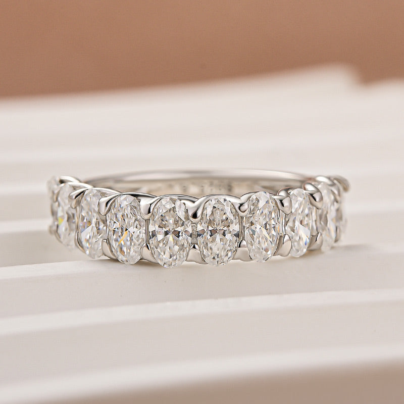 Aurevyn 3.0 Ct Oval Cut Half White Gold Wedding Band