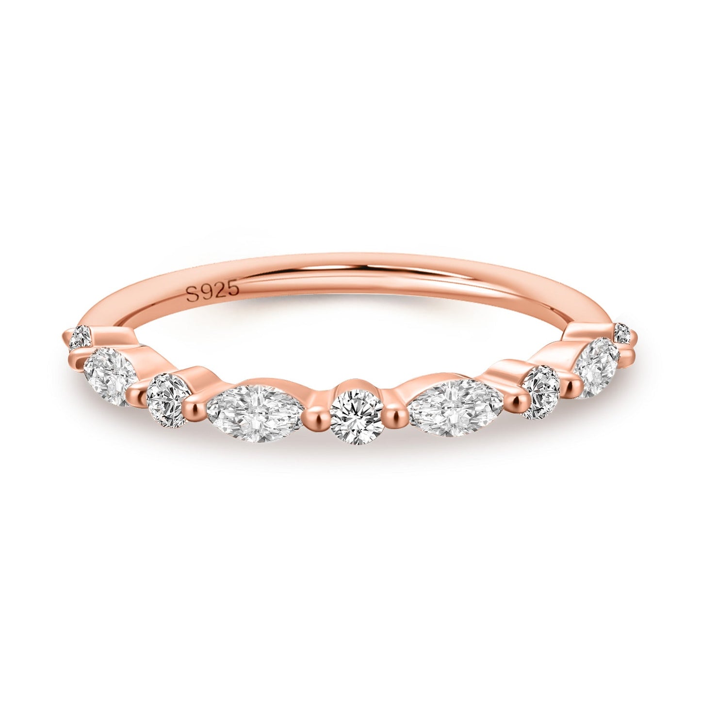 Aurevyn 0.55 Ct Marquise-Round Rose Gold Wedding Band