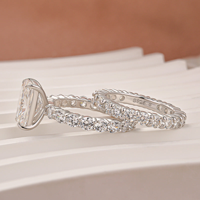Aurevyn Moissanite 3.5 Ct Radiant Cut White Gold Wedding Ring Set For Women