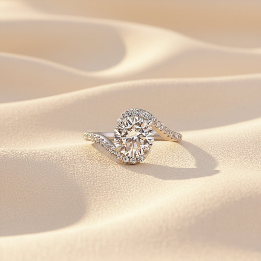 Aurevyn 2.0Ct Round Cut Moissanite Twist Engagement Ring with S925