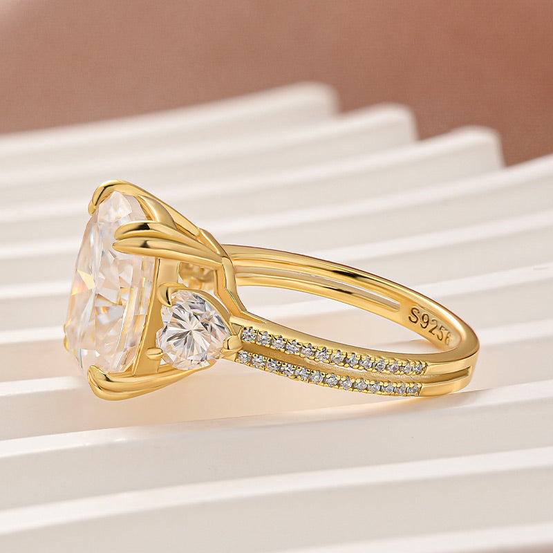 Aurevyn Moissanite 6.0Ct Cushion Cut Three Stone Engagement Ring In Sterling Silver