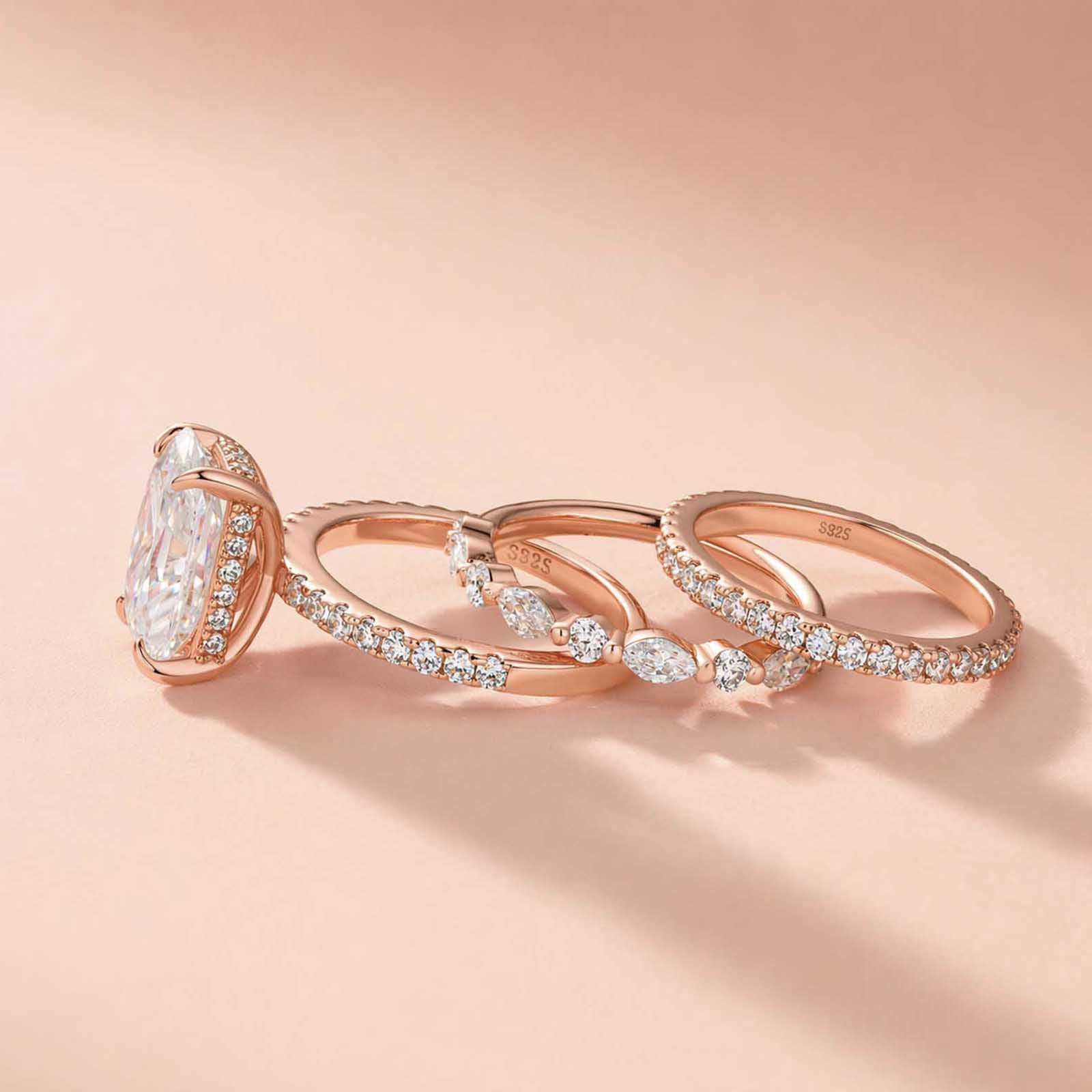 Aurevyn 3.5 Ct Radiant Cut Moissanite Diamond Wedding Ring with Round & Marquise Accents Bands