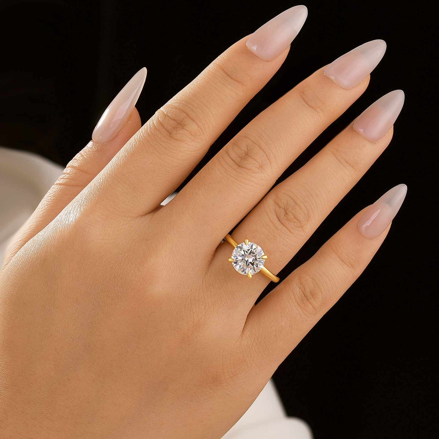 Aurevyn 2.0 Ct ~4.0Ct Round Cut Yellow Gold Promise Ring