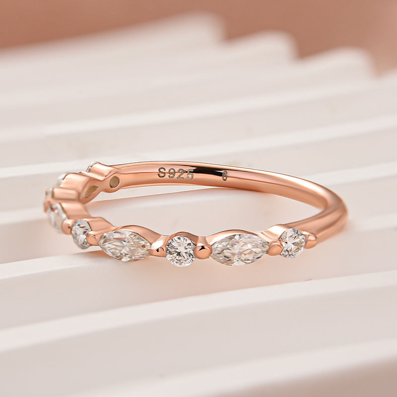 Aurevyn 0.55 Ct Marquise-Round Rose Gold Wedding Band