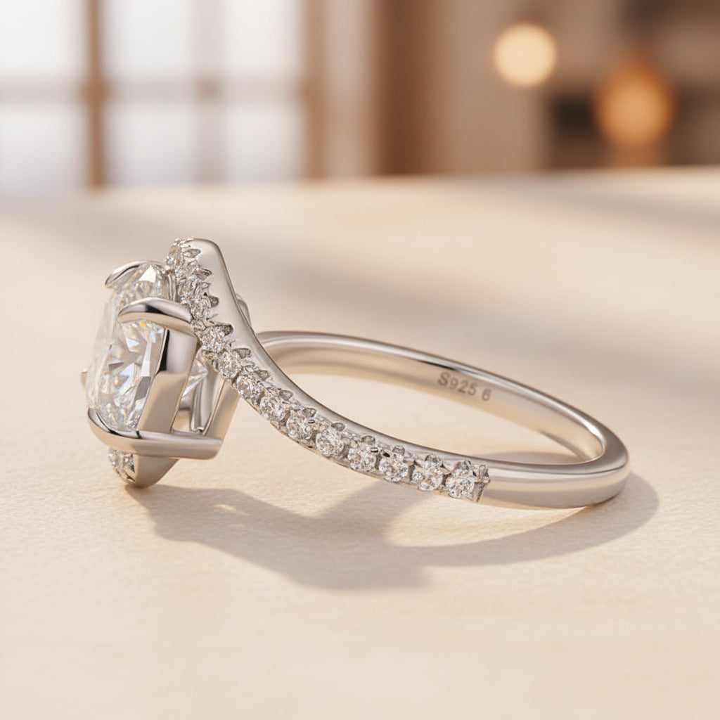 Aurevyn 2.0Ct Round Cut Moissanite Twist Engagement Ring with S925