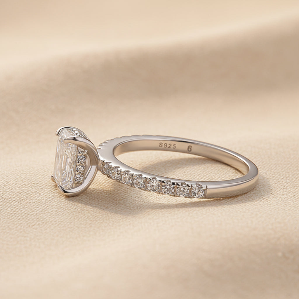 Aurevyn 1.0Ct Radiant Cut White Gold Engagement Ring For Women