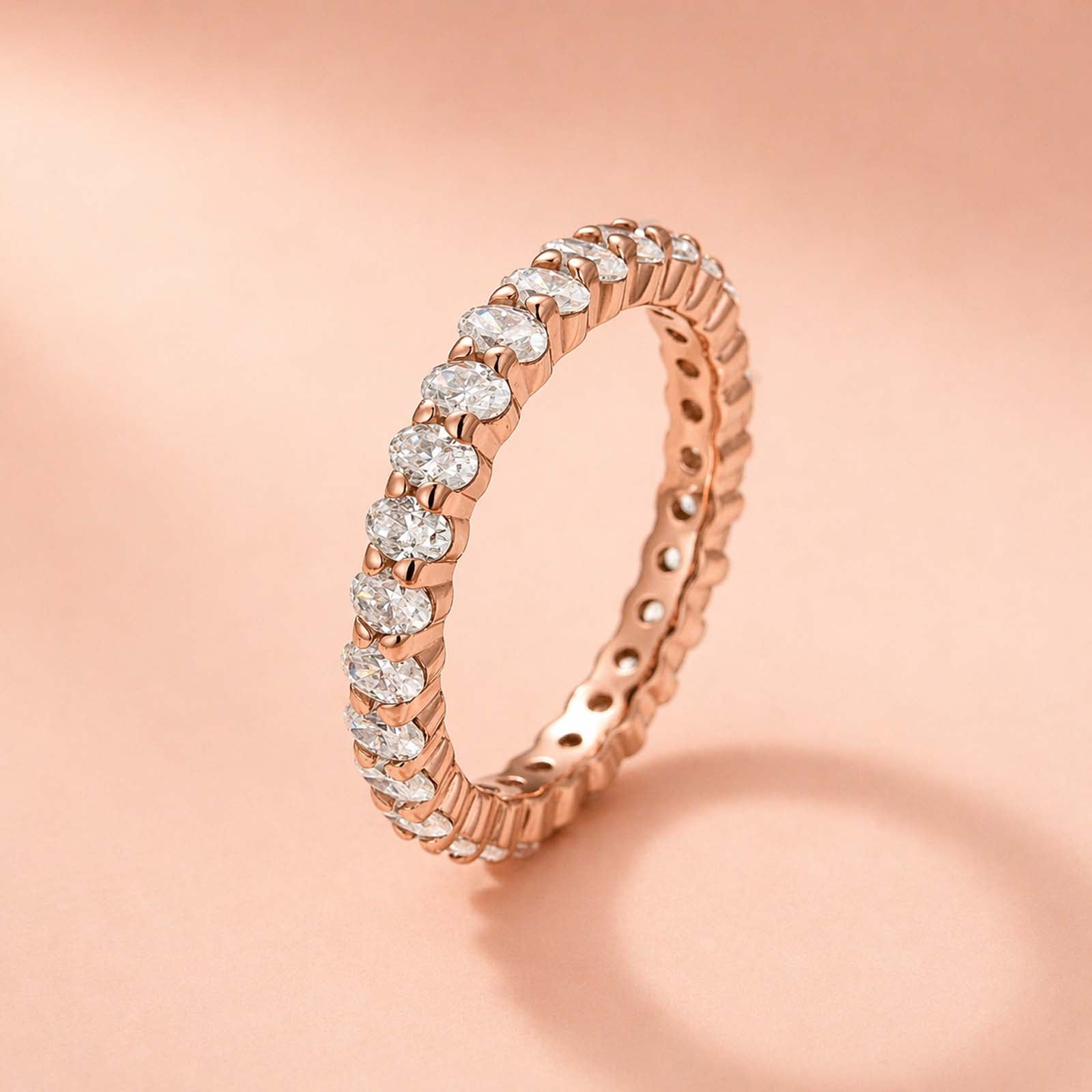 Aurevyn 3.0 Ct Oval Cut Full Rose Gold Wedding Band for Women