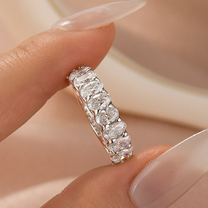 Aurevyn 3.0 Ct Oval Cut Half White Gold Wedding Band