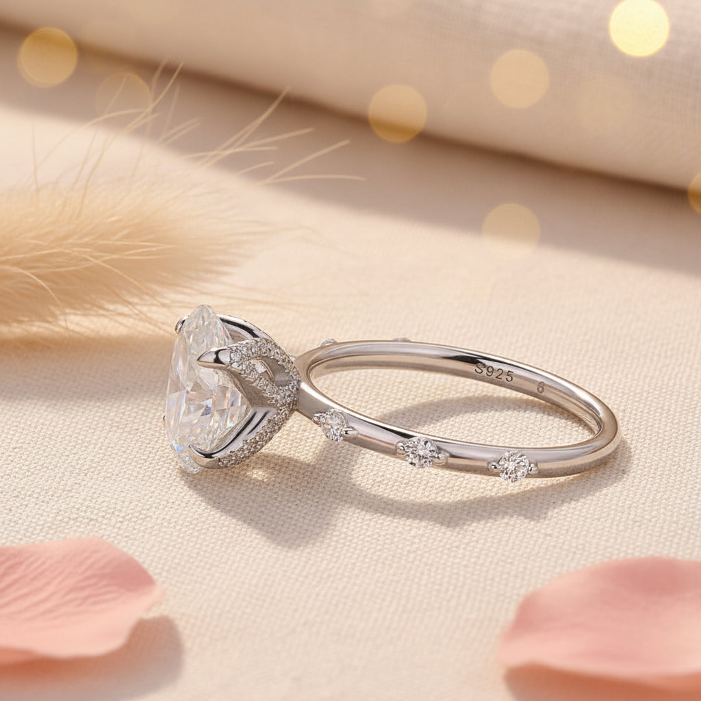 Aurevyn Moissanite 2.5Ct Oval Cut White Gold Engagement Ring