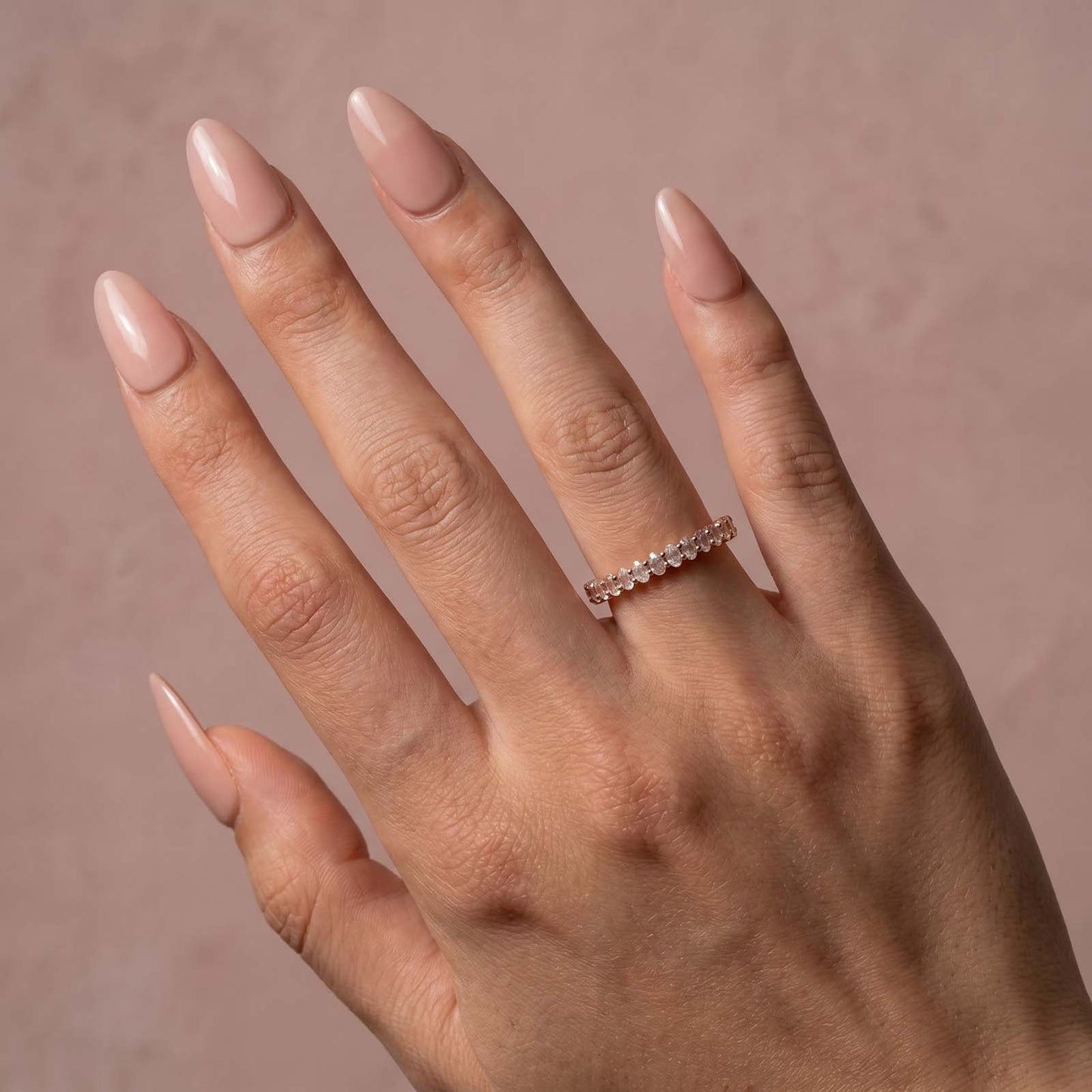 Aurevyn 3.0 Ct Oval Cut Full Rose Gold Wedding Band for Women