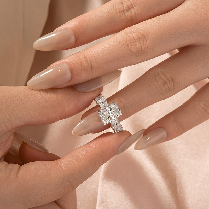 Aurevyn Moissanite 3.5Ct Radiant Cut Engagement Ring with 3.0Ct Radiant Cut Band