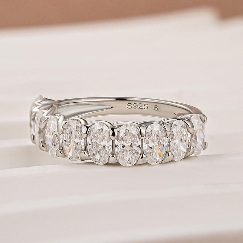 Aurevyn 3.0 Ct Oval Cut Half White Gold Wedding Band