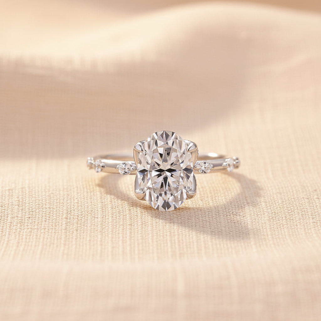 Aurevyn Moissanite 2.5Ct Oval Cut White Gold Engagement Ring