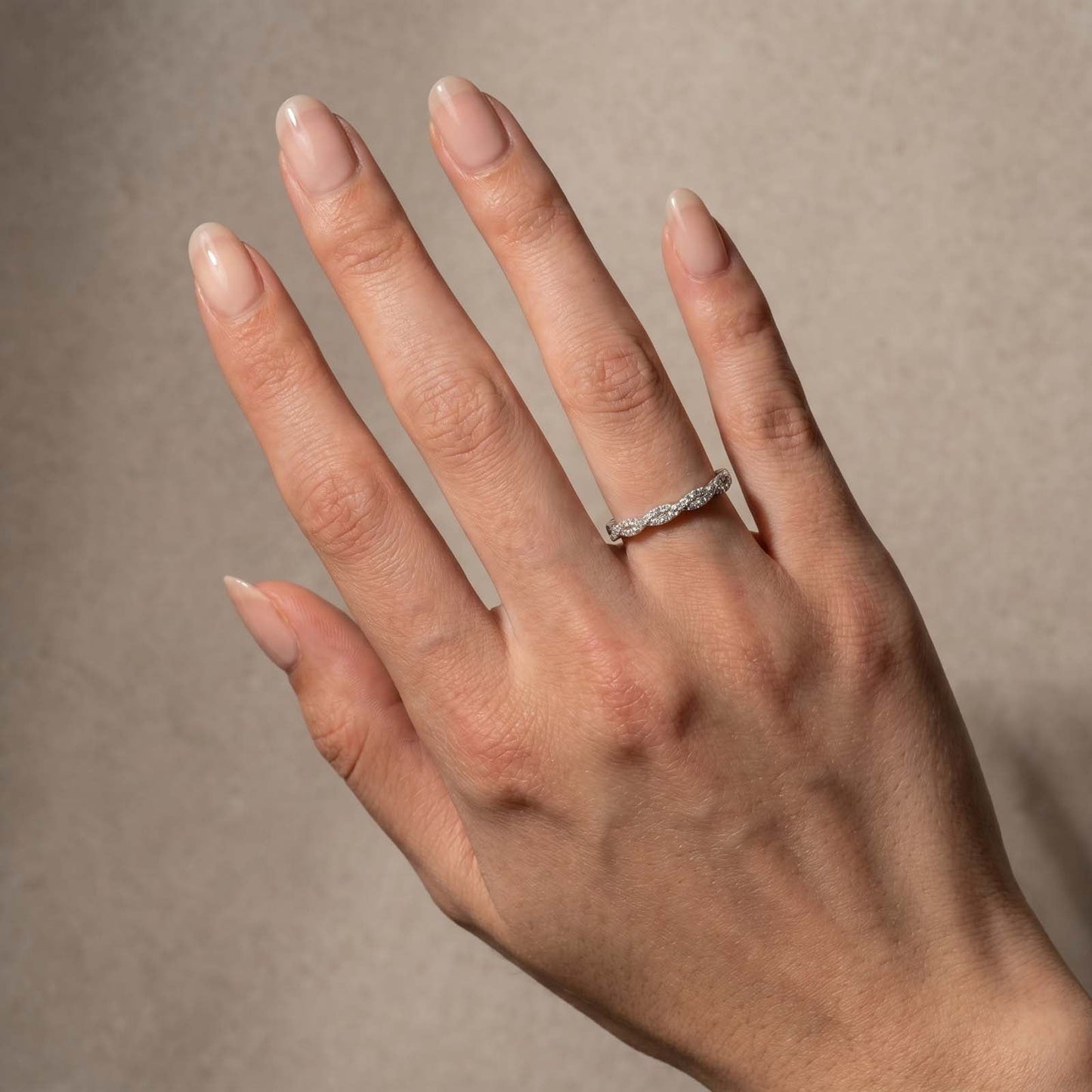 Aurevyn S925 Wave-Shaped Eternity Band In Sterling Silver Stackable Wedding Ring For Women