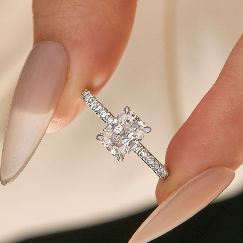 Aurevyn 1.0Ct Radiant Cut White Gold Engagement Ring For Women