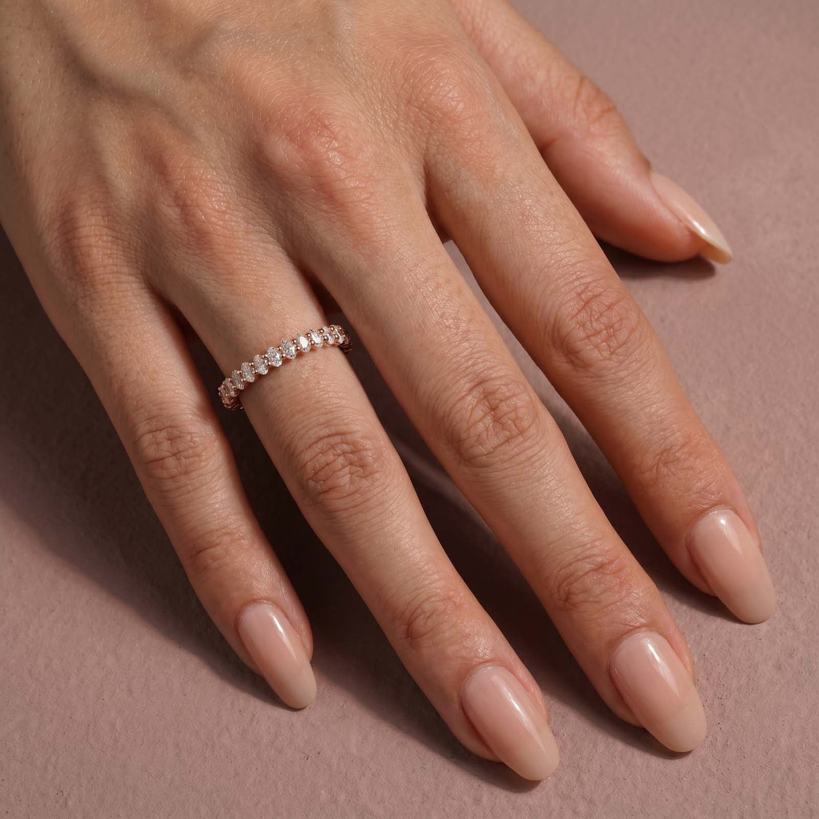 Aurevyn 3.0 Ct Oval Cut Full Rose Gold Wedding Band for Women
