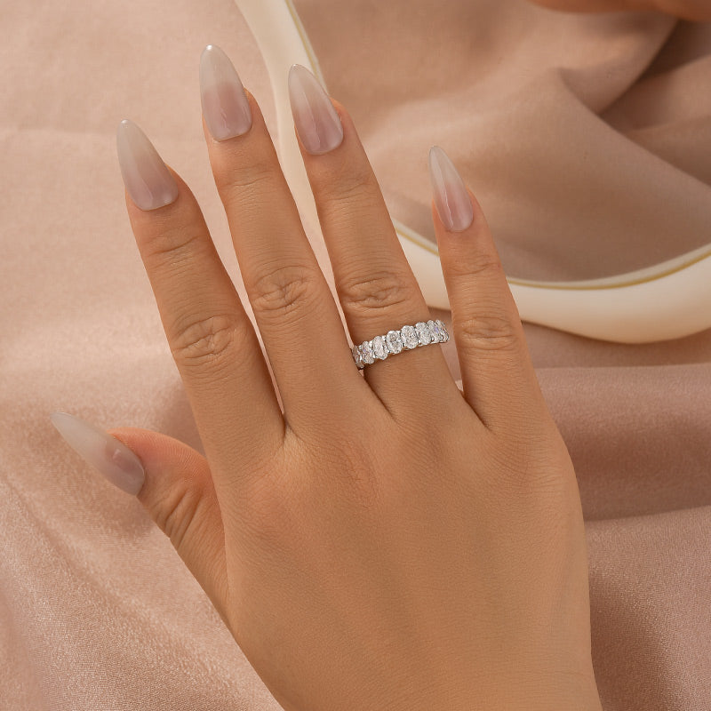Aurevyn 3.0 Ct Oval Cut Half White Gold Wedding Band