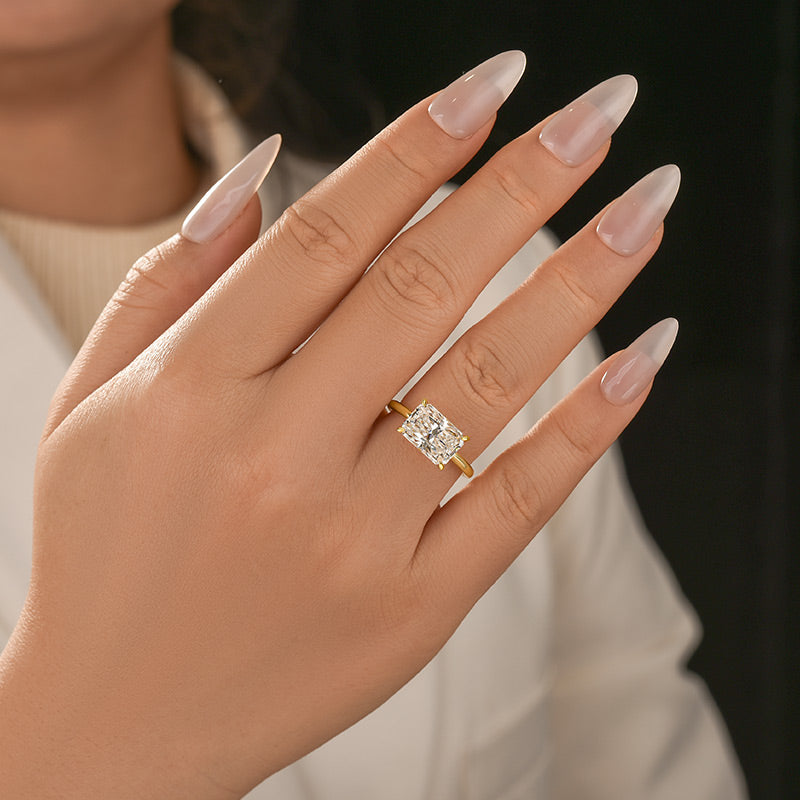 Aurevyn Moissanite 3.5 Ct East-West Radiant Cut Solitaire Engagement Ring In Sterling Silver