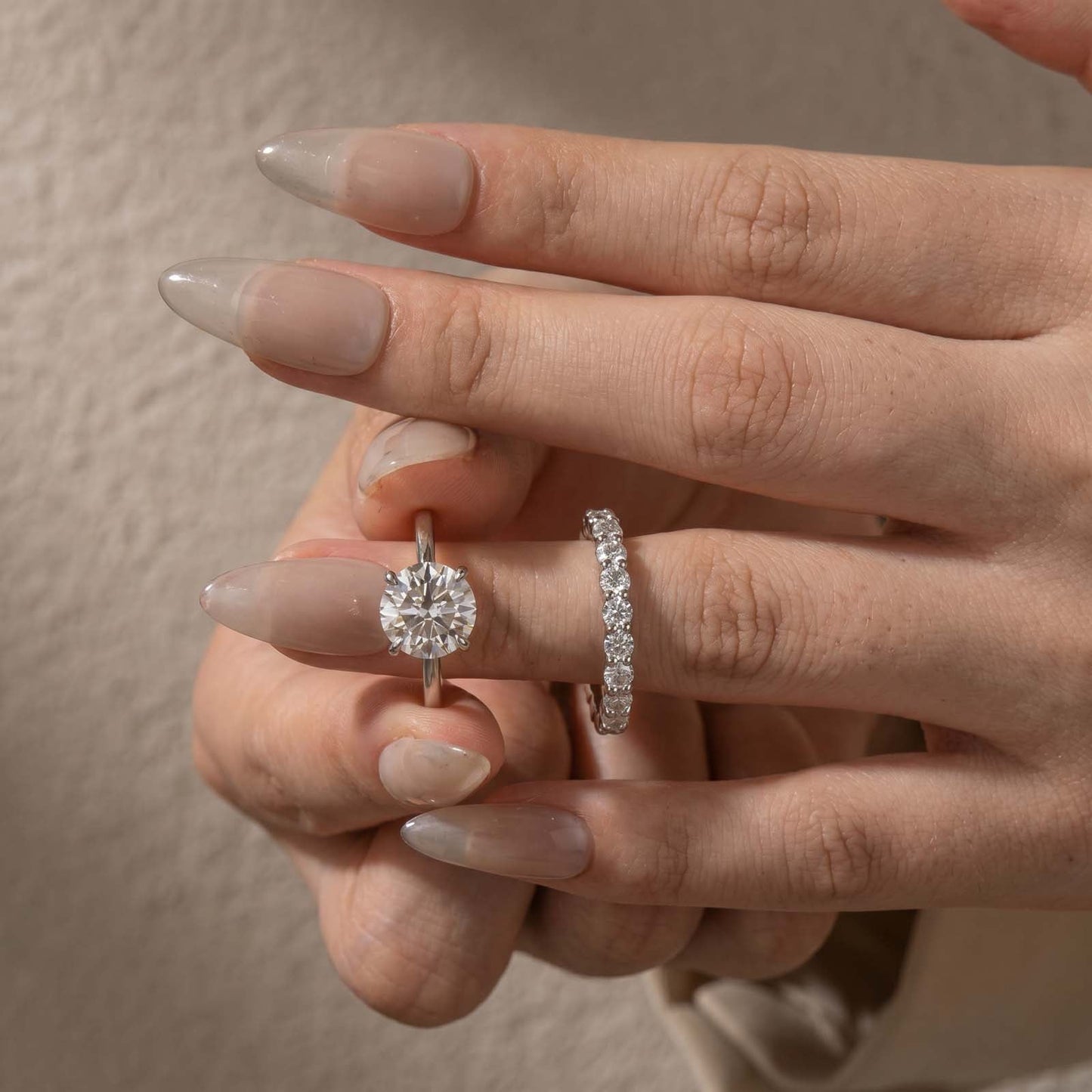 Aurevyn S925 3.0Ct Round Cut 2PC Engagement Ring Set Stackable Ring Set For Women