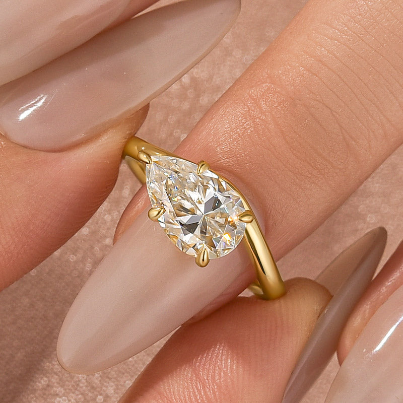 Aurevyn 2.5Ct East-West Pear Cut Moissanite Ring in S925 Sterling Silver