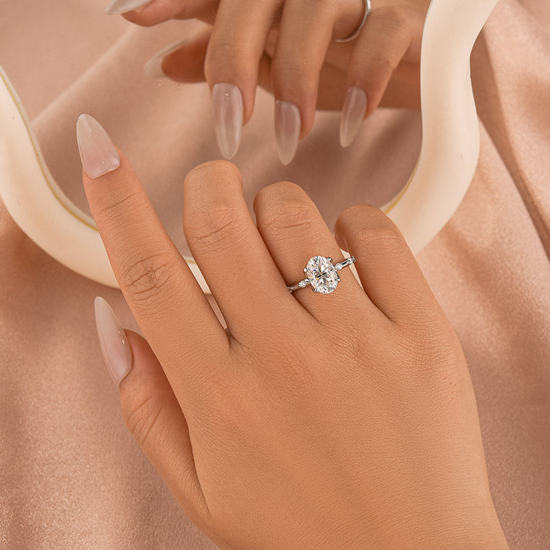 Aurevyn Moissanite 2.5Ct Oval Cut White Gold Engagement Ring