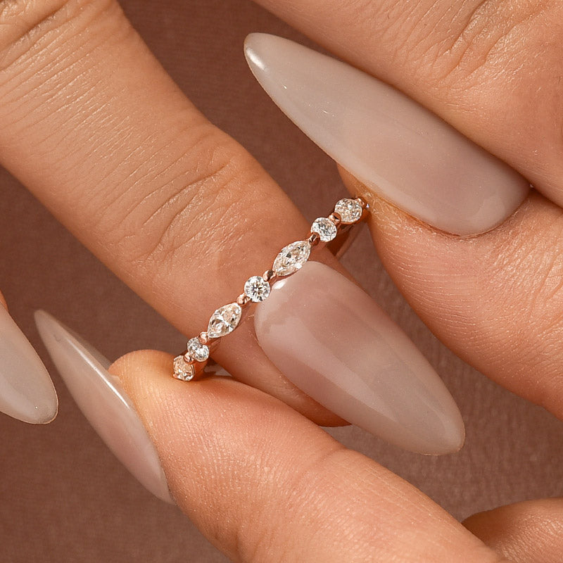 Aurevyn 0.55 Ct Marquise-Round Rose Gold Wedding Band