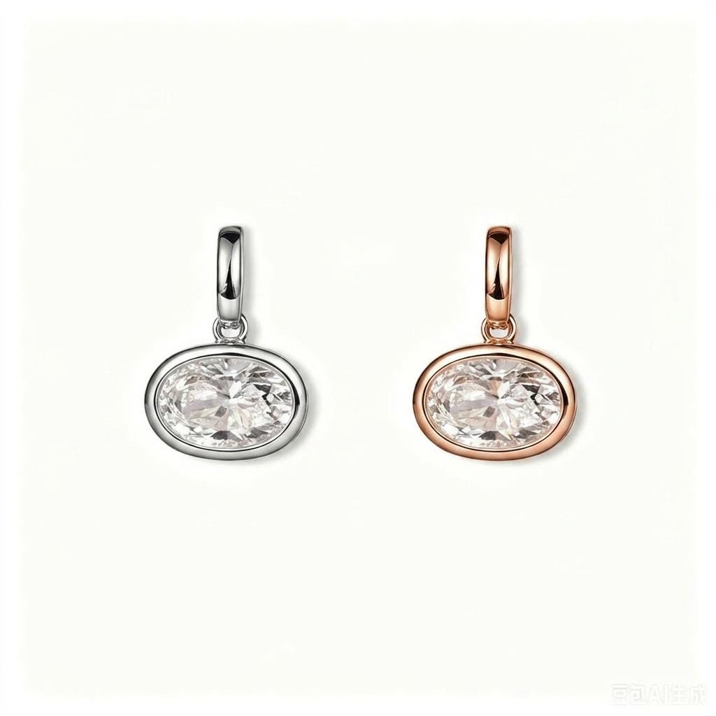 14K Solid Gold Oval Lab Diamond Bezel Pendant Necklace, Bezel Set Diamond Charm, Minimalist Gold Pendant, Universal Bail Jewelry Gift