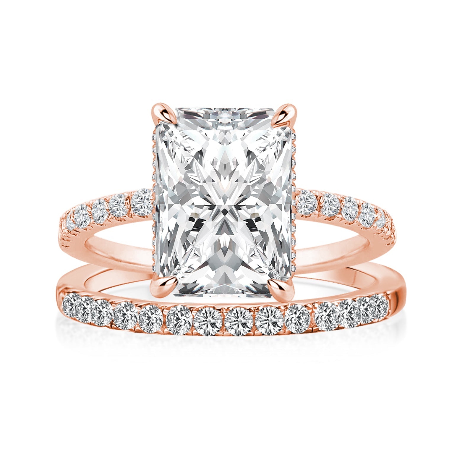 Aurevyn 3.5 Ct Radiant Cut Rose Gold Wedding Ring For Women