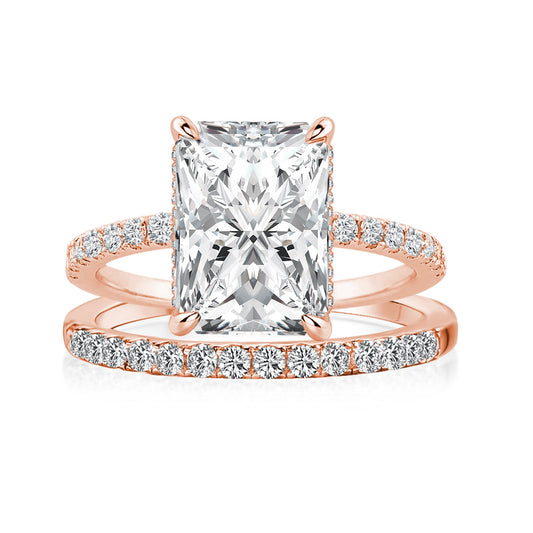 Aurevyn 3.5 Ct Radiant Cut Rose Gold Wedding Ring For Women