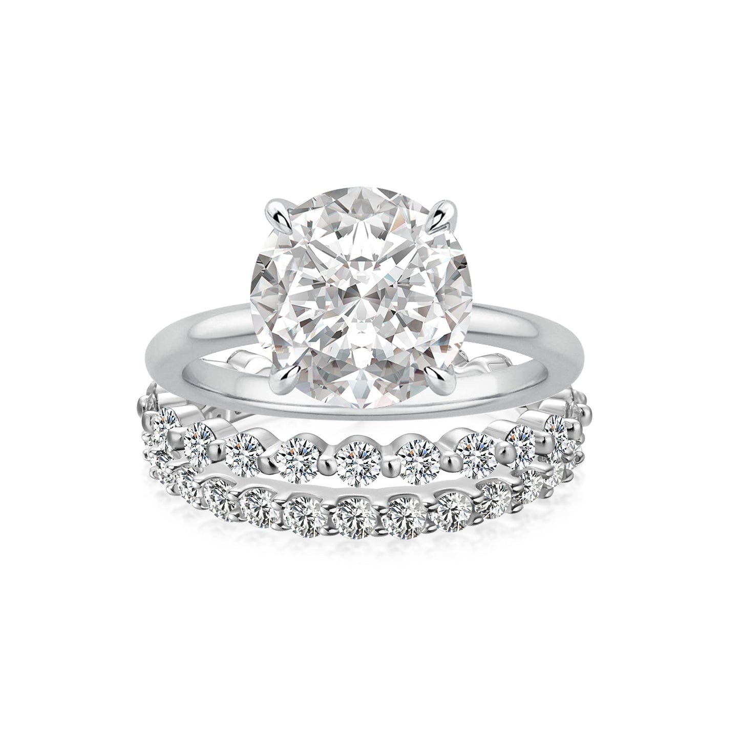 Aurevyn Moissanite Solitaire 2.0 Ct Round Cut White Gold Engagement Ring with Round & Marquise Accents Bands