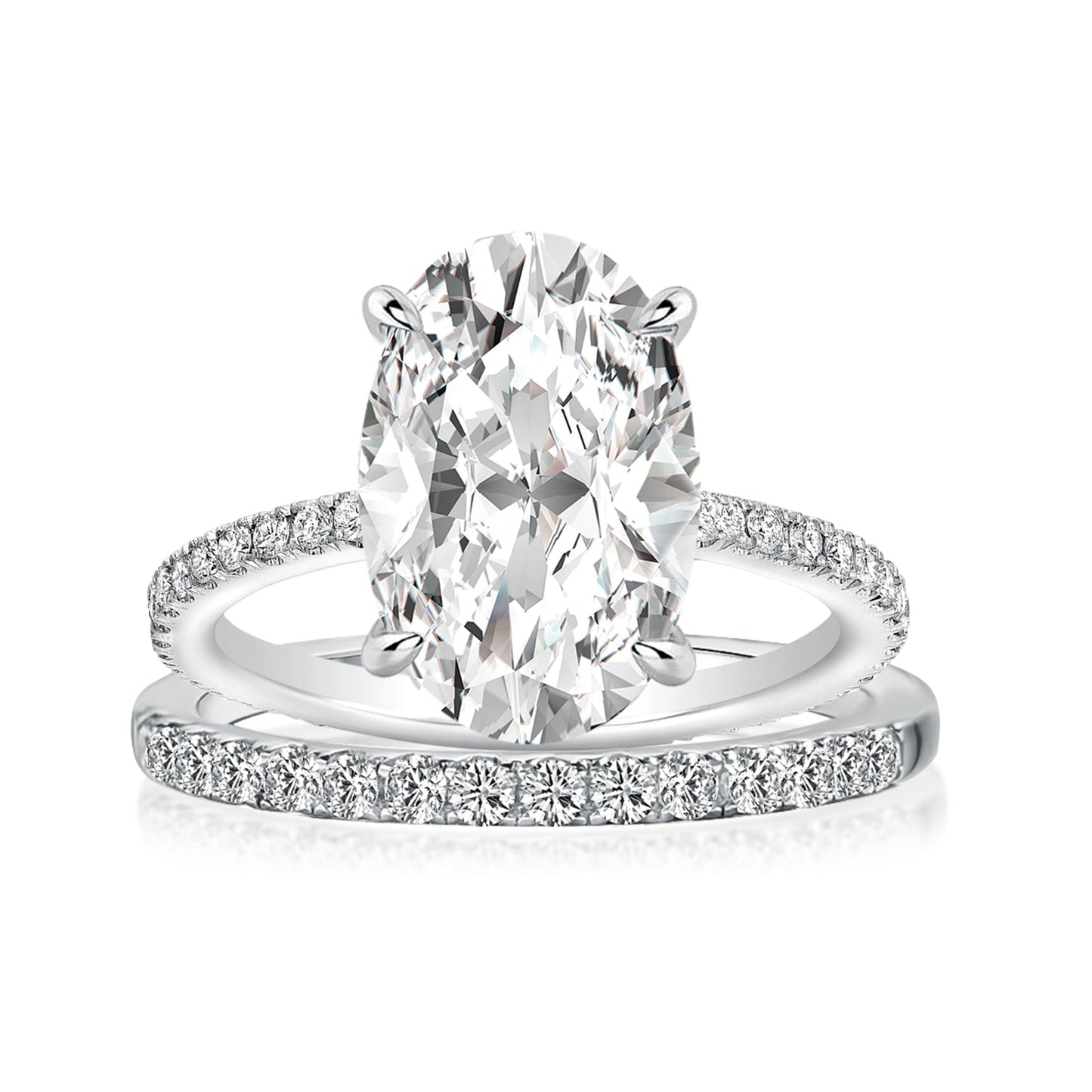 Aurevyn 4.0 Ct ～5.5 Ct Oval Cut White Gold Wedding Ring For Women