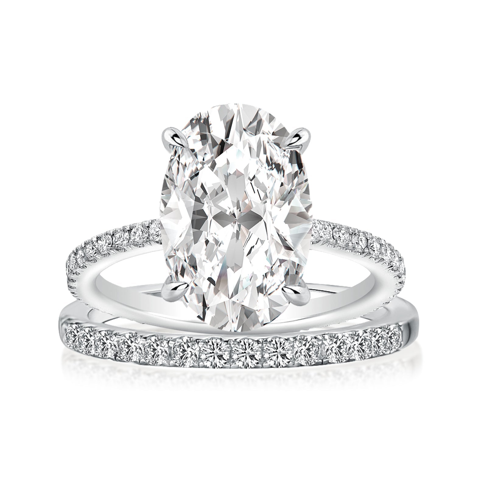 Aurevyn 4.0 Ct ～5.5 Ct Oval Cut White Gold Wedding Ring For Women
