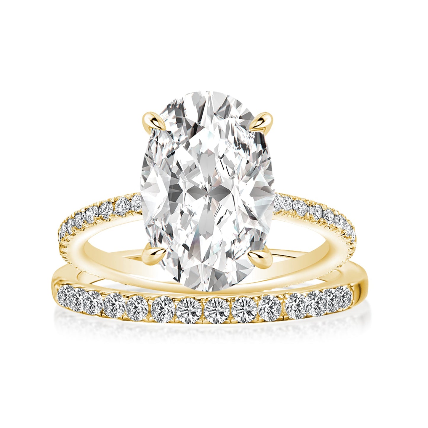 Aurevyn 4.0 Ct ～ 5.5 Ct Oval Cut Yellow Gold Wedding Ring For Women