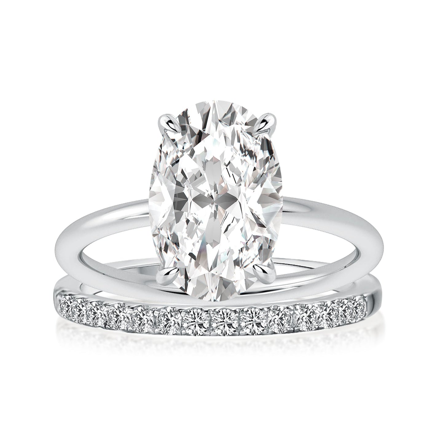 Aurevyn 4.0 Ct Hidden Halo Solitaire Oval Cut White Gold Wedding Ring