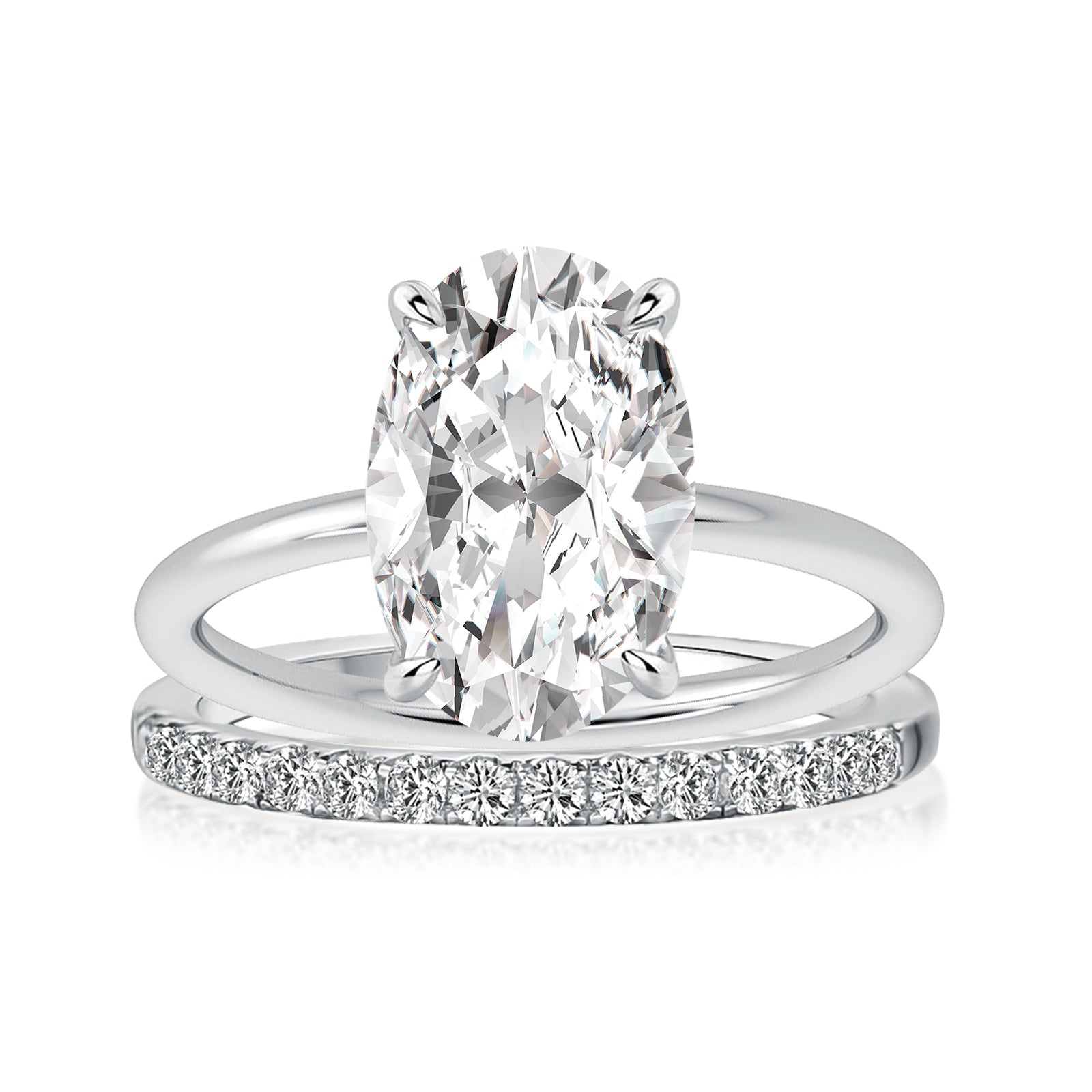 Aurevyn 4.0 Ct Hidden Halo Solitaire Oval Cut White Gold Wedding Ring