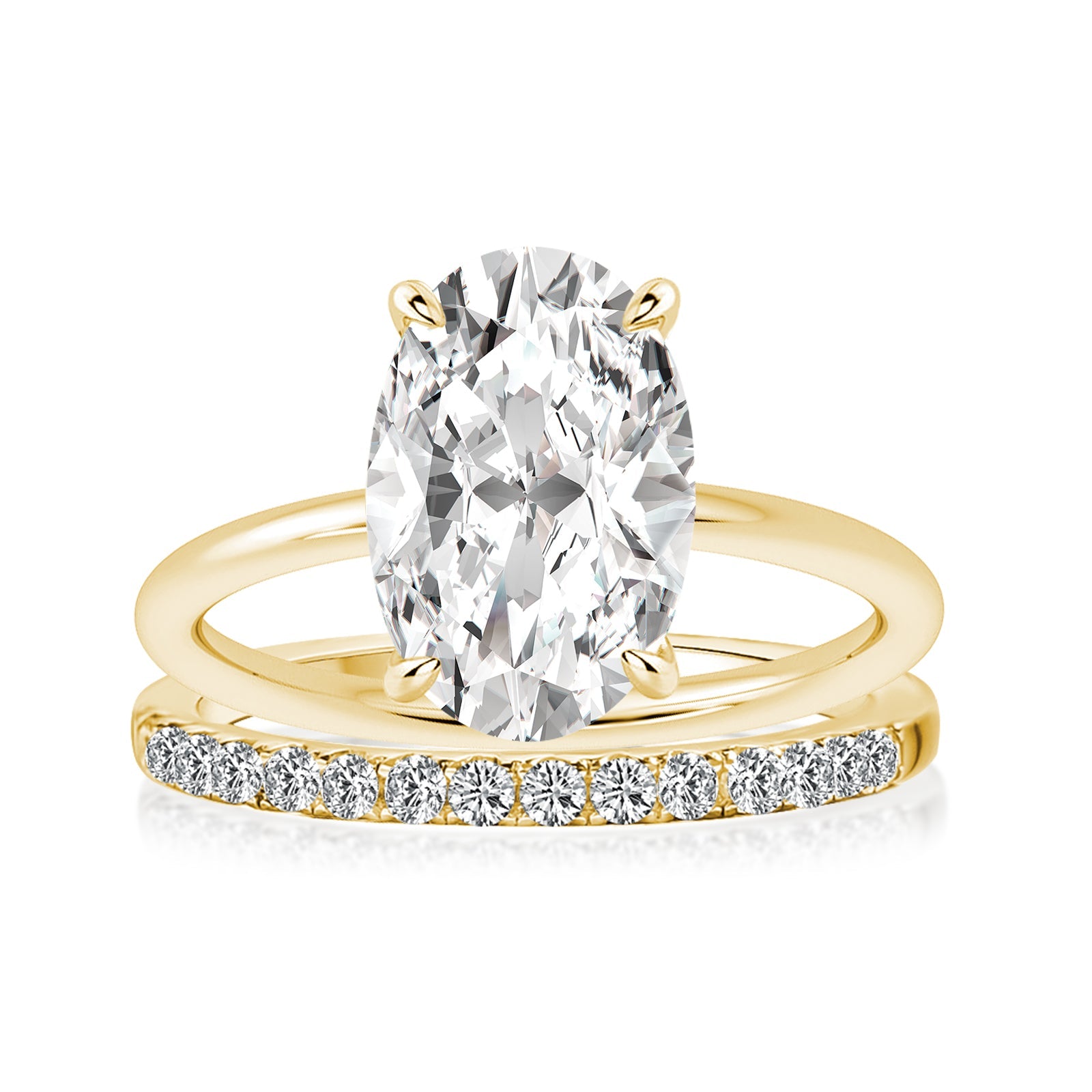 Aurevyn 4.0 Ct Hidden Halo Solitaire Oval Cut Yellow Gold Wedding Ring