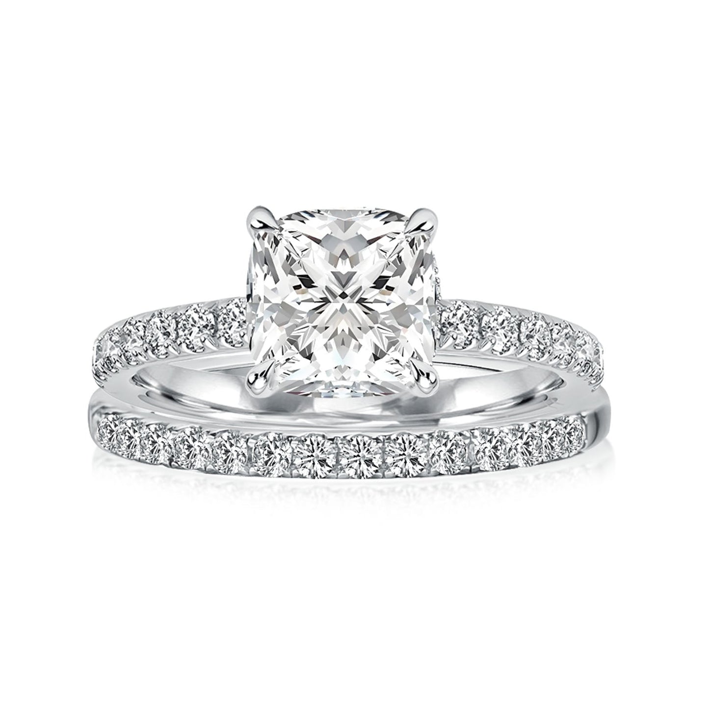Aurevyn 2.0Ct Square Cushion Cut White Gold Wedding Ring For Women